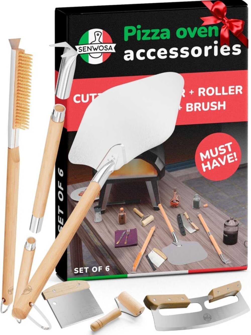 Ultimate Pizza Oven Accessories Kit - 6 Essential Tools for Perfect Homemade